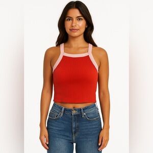 Topshop Red Tank with Pink Edges ❤️